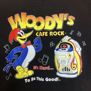 Vtg 90s Woody’s Cafe Rock Fruit of the Loom shirt